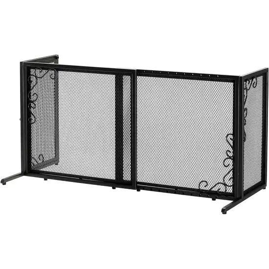 Richell Small Freestanding Metal Mesh Pet Gate in Black Photo 2